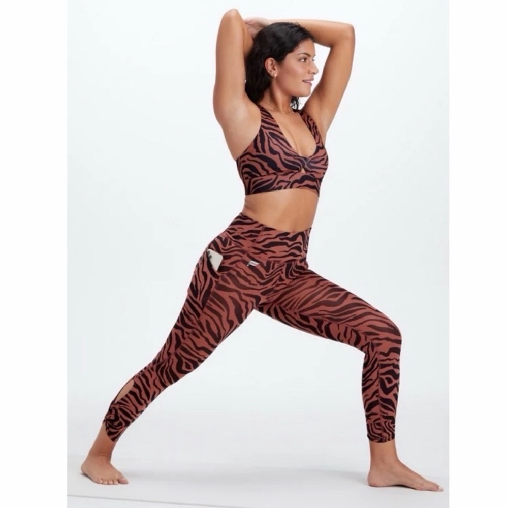 Fabletics Zebra Print Activewear Set - Black and Orange